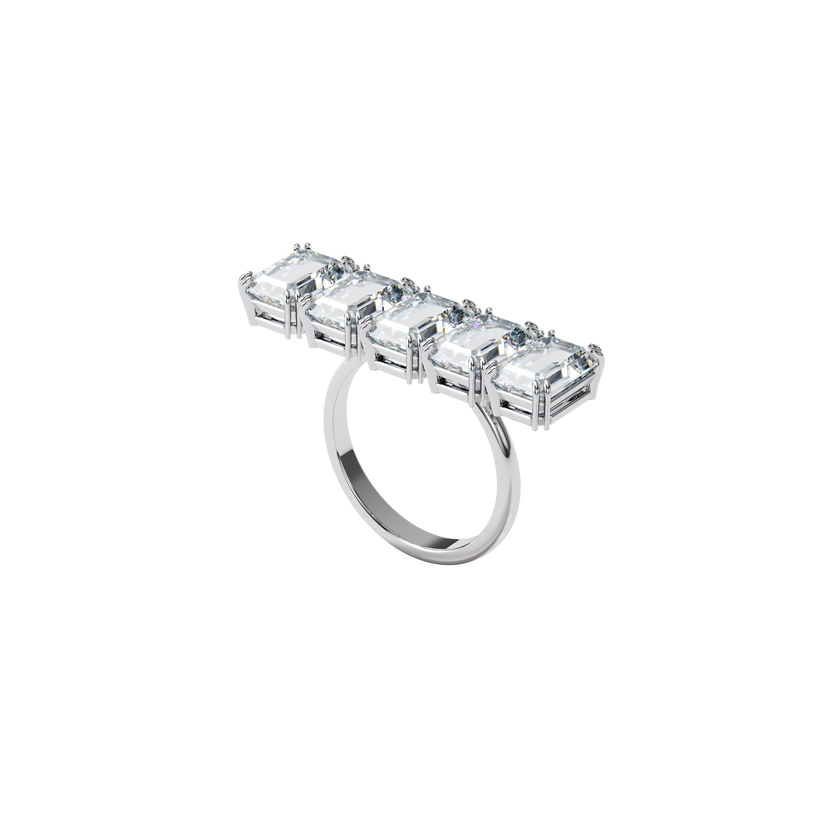 swarovski millenia cocktail ring  white  rhodium plated